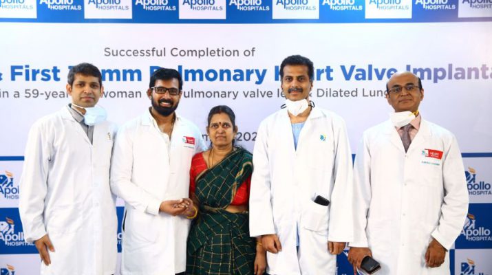 Apollo Hospitals on the successful Implants of the First Worlds Largest Artificial Pulmonary Valve without surgery on a 61 year old lady from Chennai